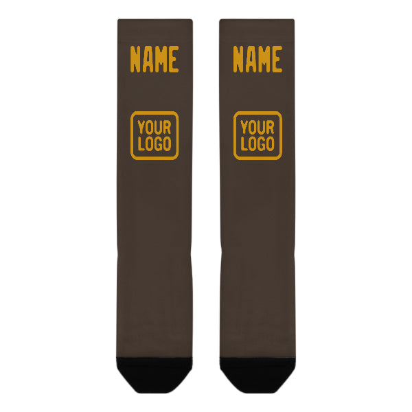 Chaussettes hautes marron et jaune personnalisées