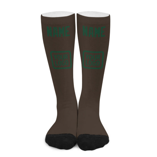 Chaussettes hautes marron et vertes personnalisées
