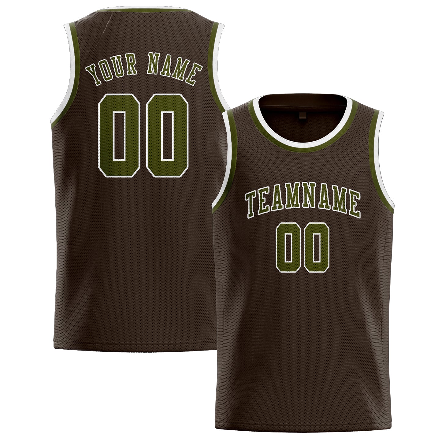 Maillot de basketball personnalisé marron olive
