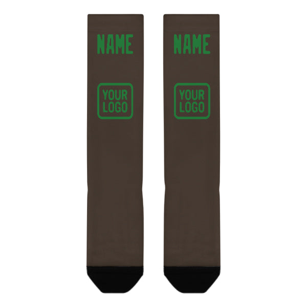 Chaussettes hautes personnalisées marron et vert émeraude