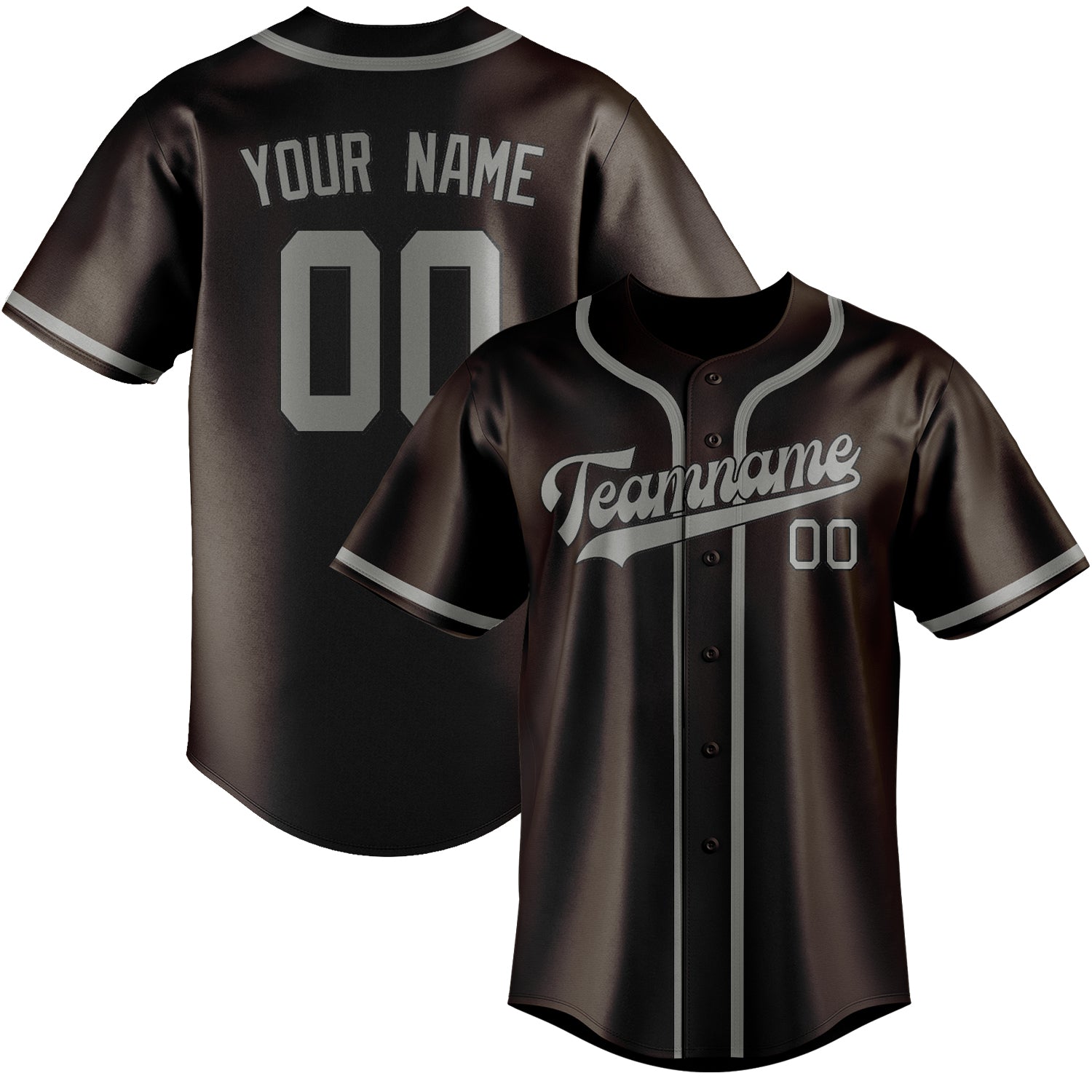Maillot de baseball personnalisé marron et gris