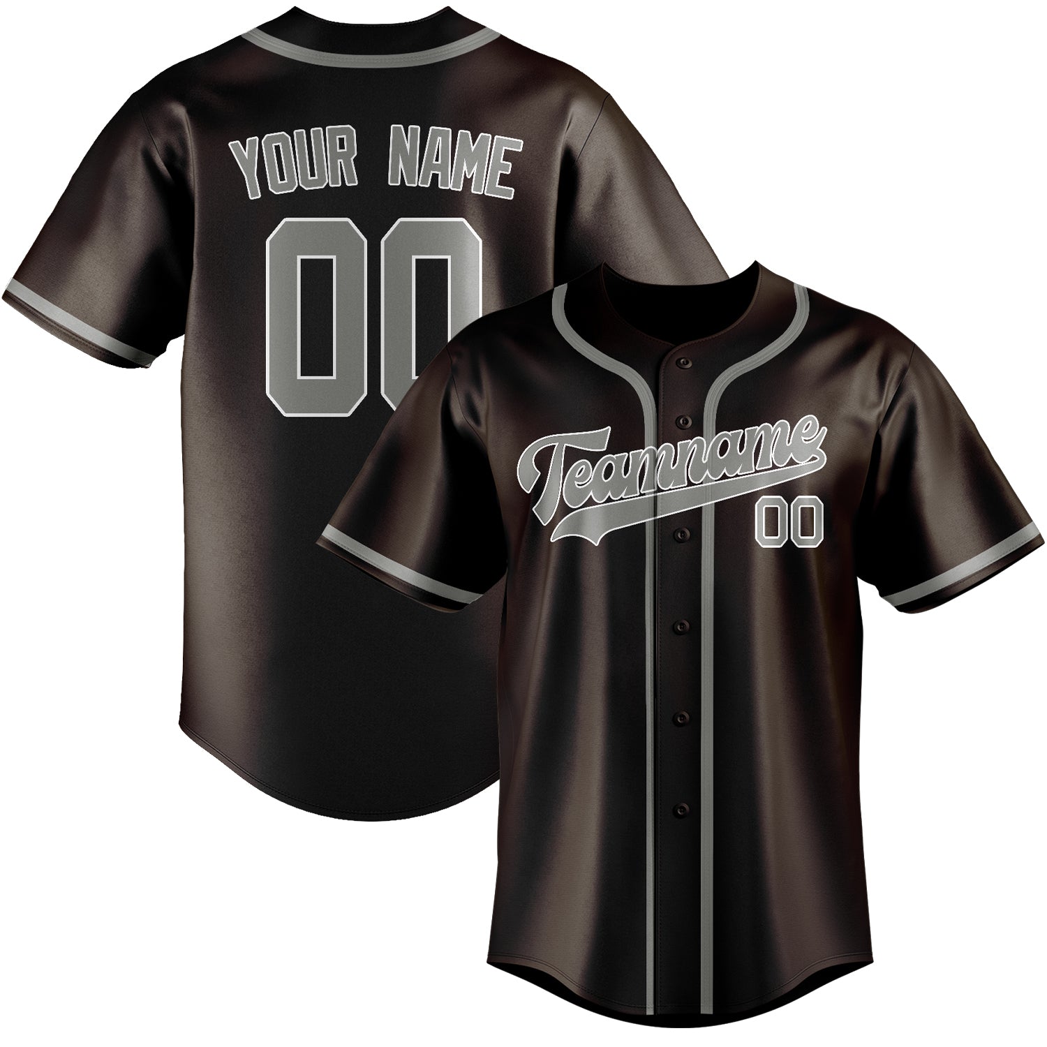 Maillot de baseball personnalisé marron et gris