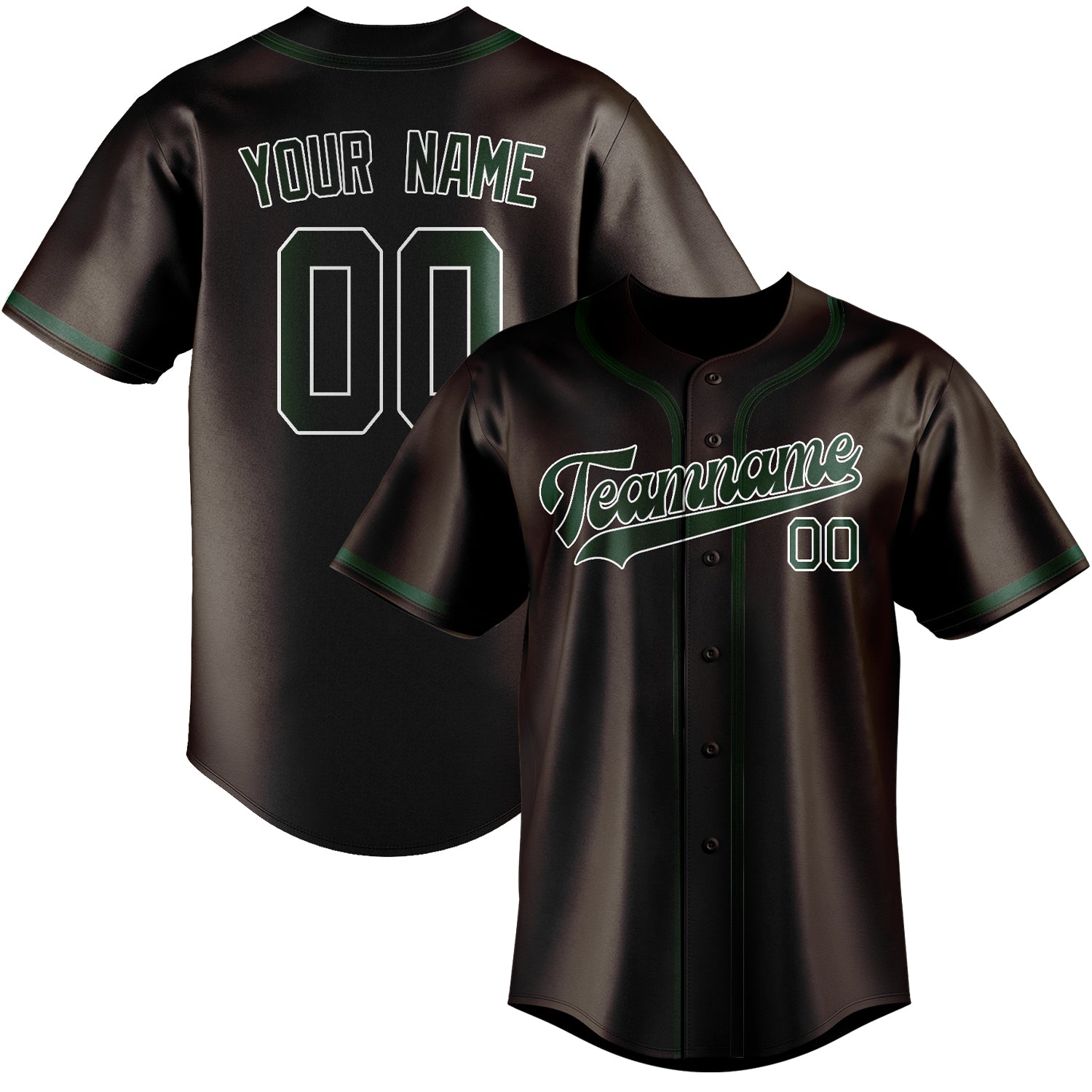 Maillot de baseball personnalisé marron et vert
