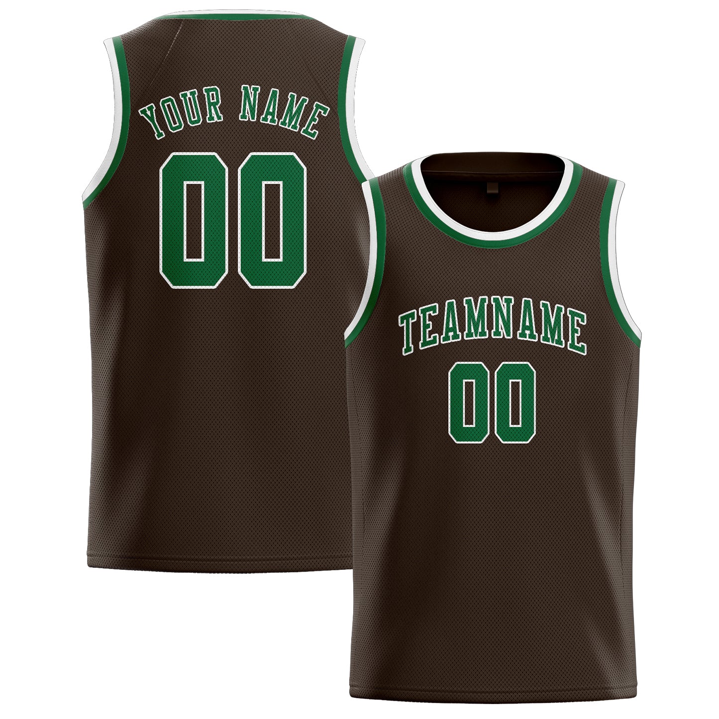 Maillot de basketball personnalisé marron et vert