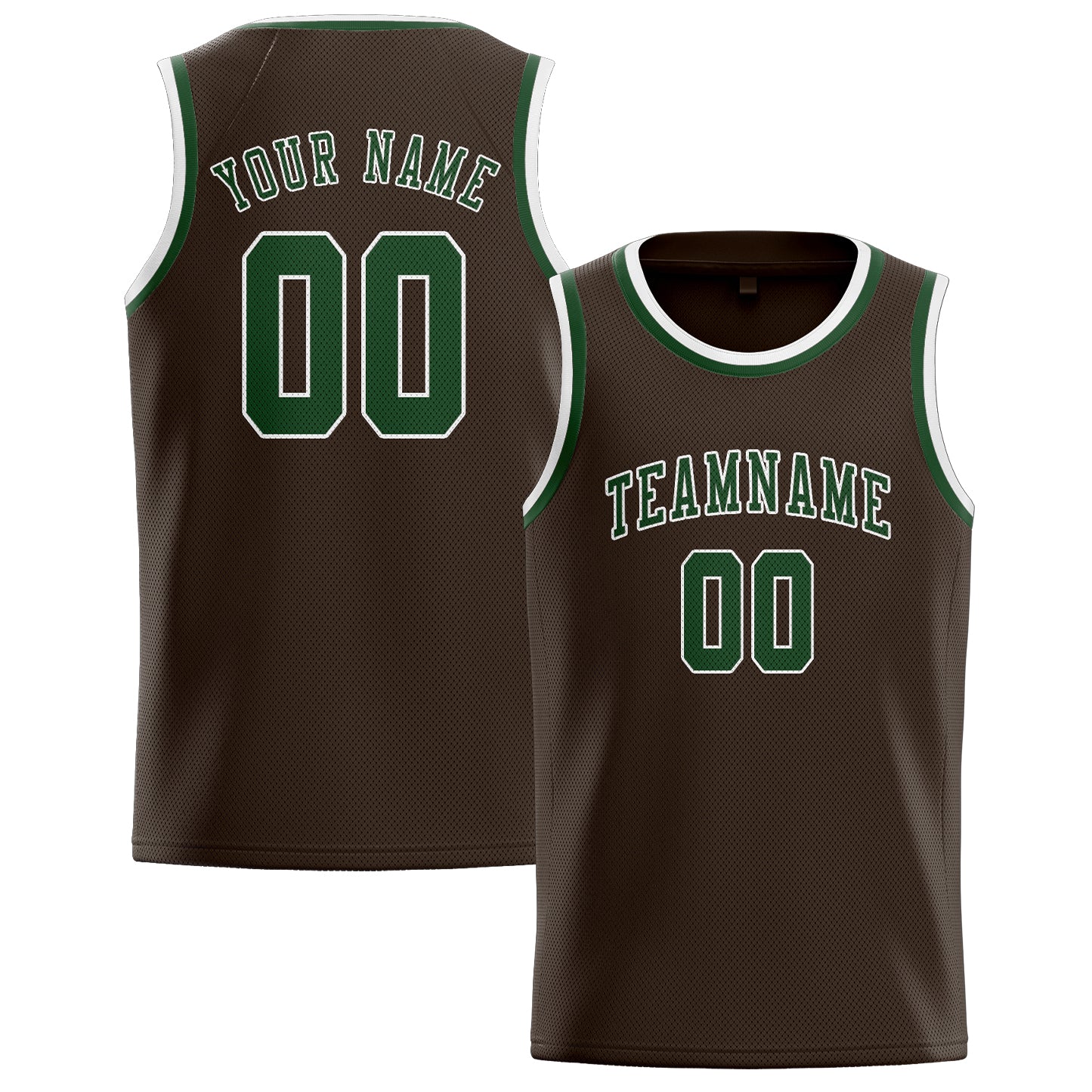 Maillot de basketball personnalisé marron et vert foncé