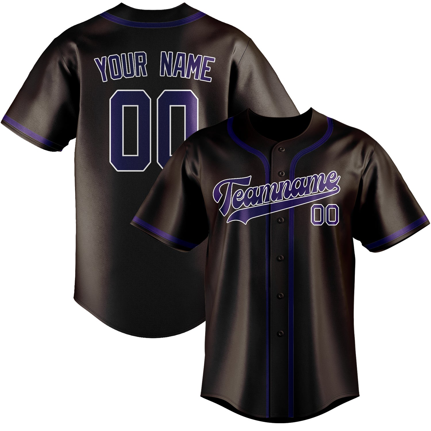 Maillot de baseball personnalisé marron et violet