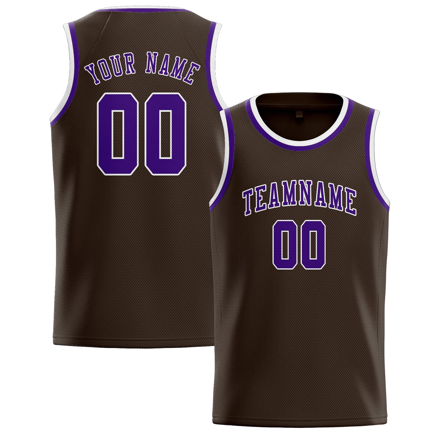 Maillot de basketball personnalisé marron et violet