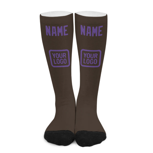 Chaussettes hautes marron clair et violettes personnalisées