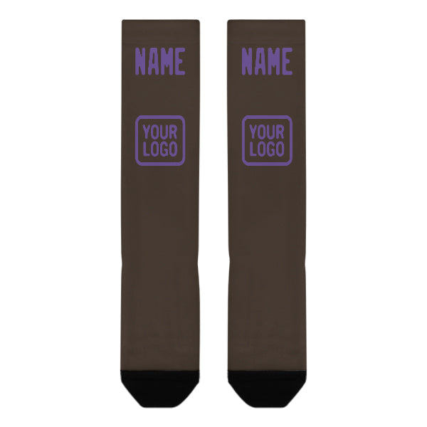 Chaussettes hautes marron clair et violettes personnalisées