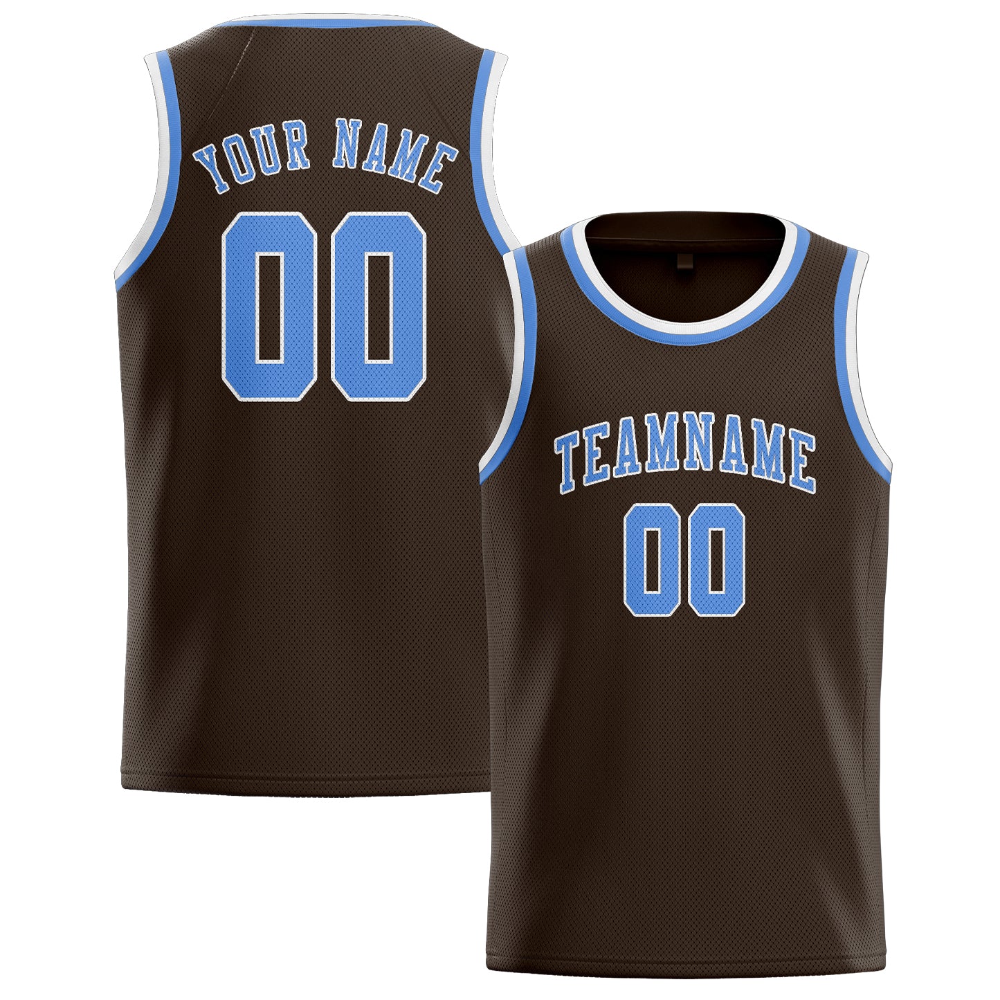 Maillot de basketball personnalisé marron et bleu clair
