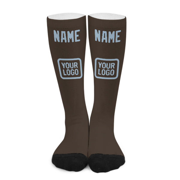 Chaussettes hautes marron et bleu clair personnalisées