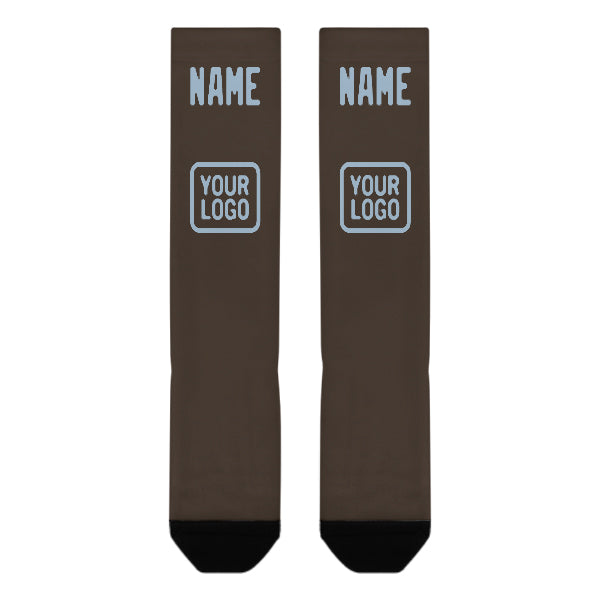 Chaussettes hautes marron et bleu clair personnalisées