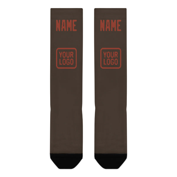 Chaussettes hautes personnalisées marron corail rouge