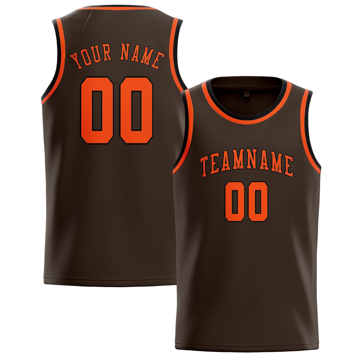 Maillot de basketball personnalisé marron, orange et rouge