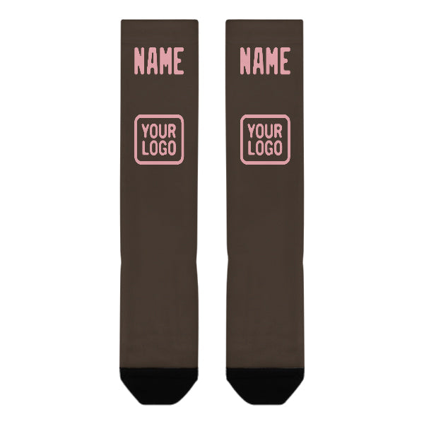 Chaussettes hautes personnalisées marron et rose clair