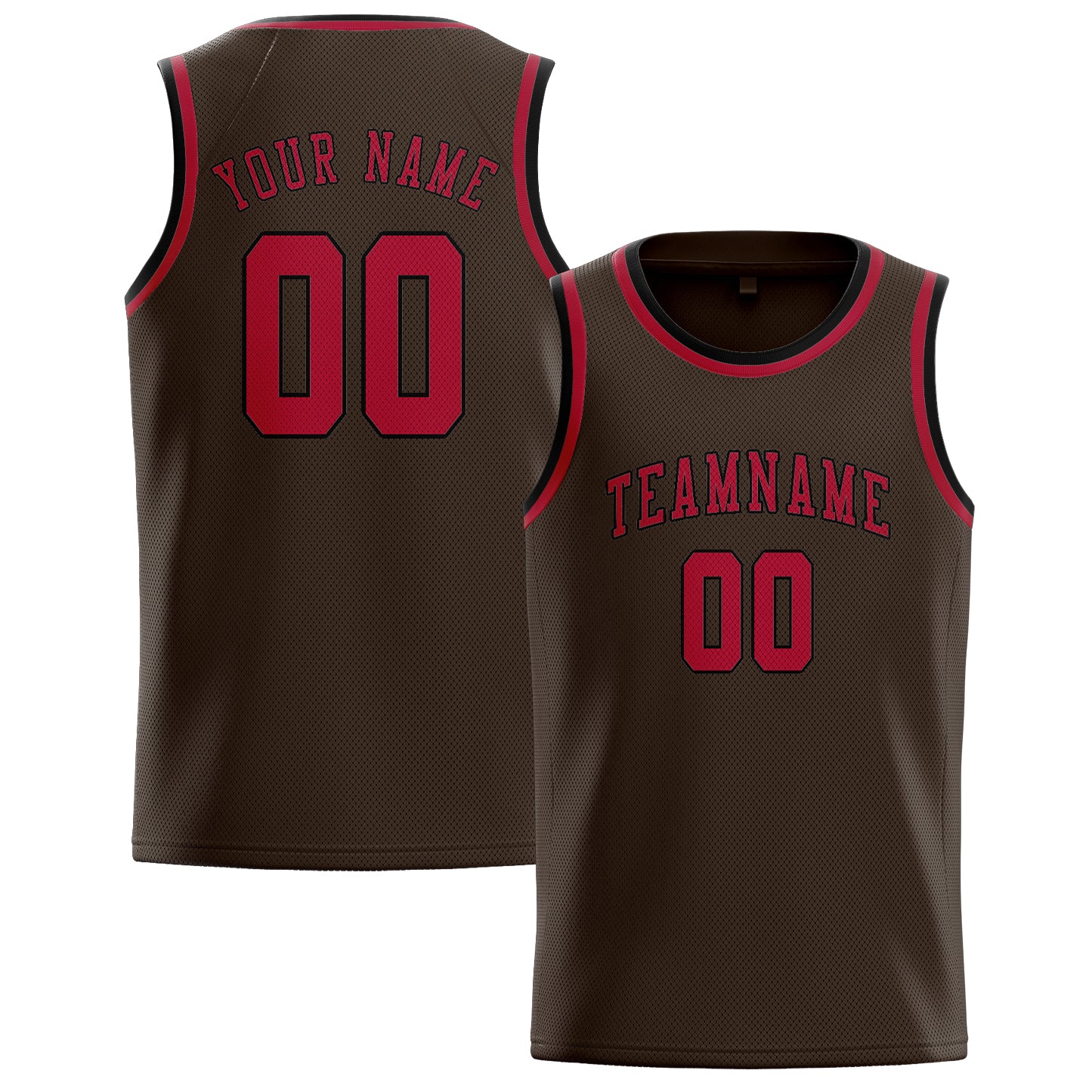 Maillot de basketball personnalisé marron et rouge