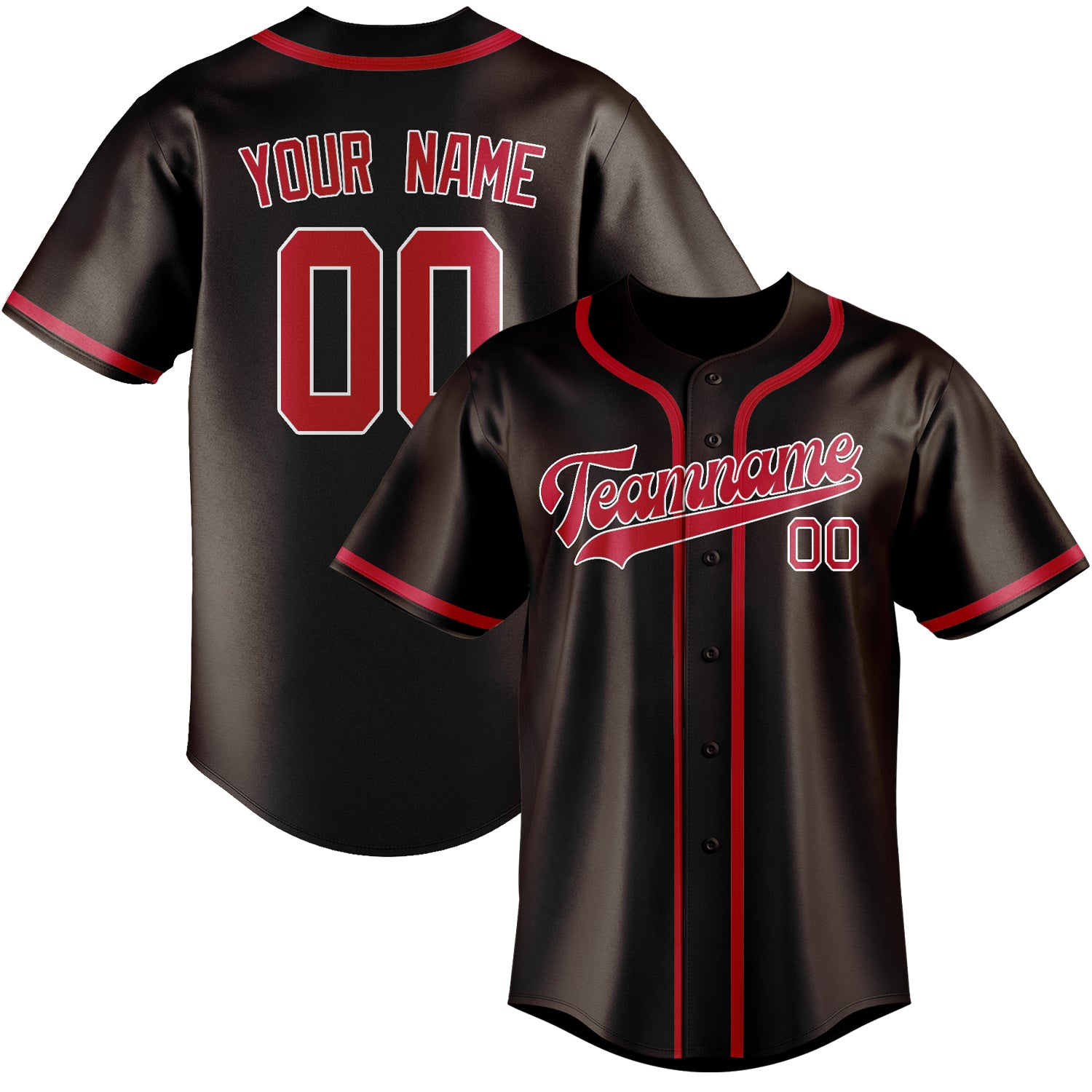 Maillot de baseball personnalisé marron et rouge