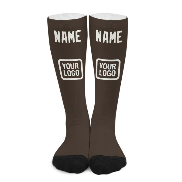 Chaussettes hautes marron et blanches personnalisées