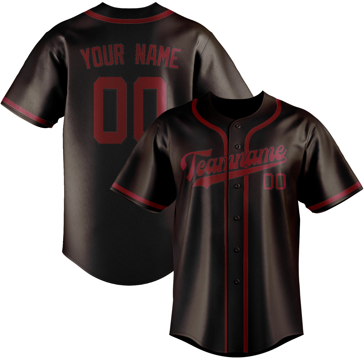 Maillot de baseball personnalisé marron, cramoisi et rouge