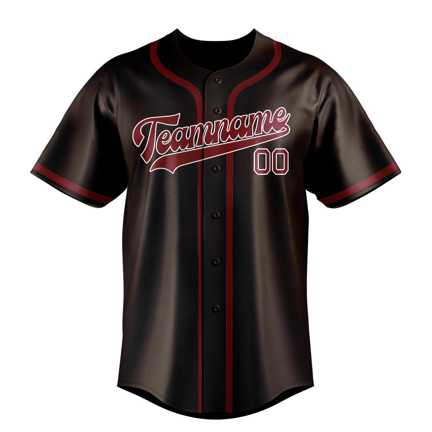 Maillot de baseball personnalisé marron, cramoisi et rouge