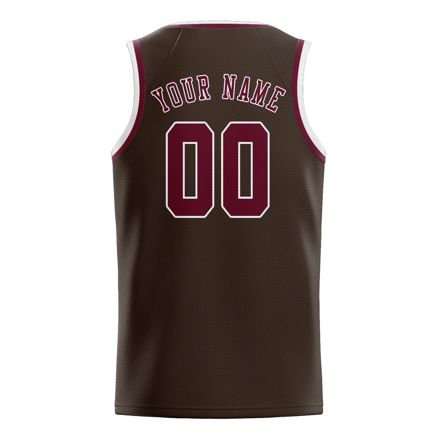 Maillot de basketball personnalisé marron, cramoisi et rouge