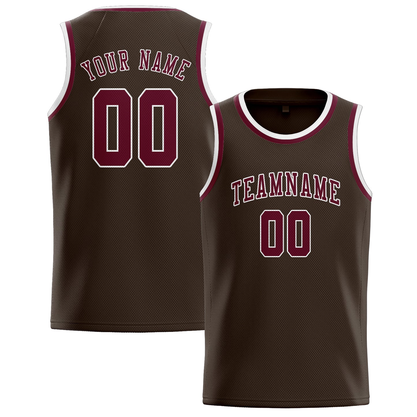 Maillot de basketball personnalisé marron, cramoisi et rouge