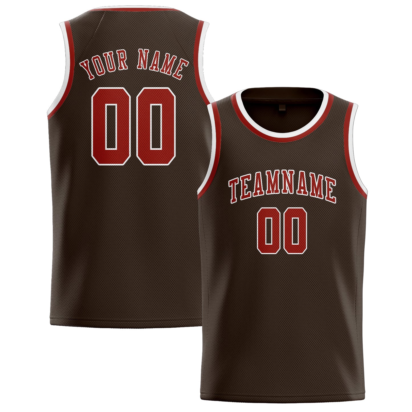 Maillot de basketball personnalisé marron corail et rouge