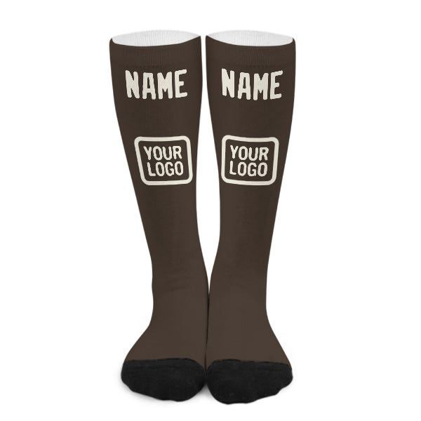Chaussettes hautes marron crème personnalisées