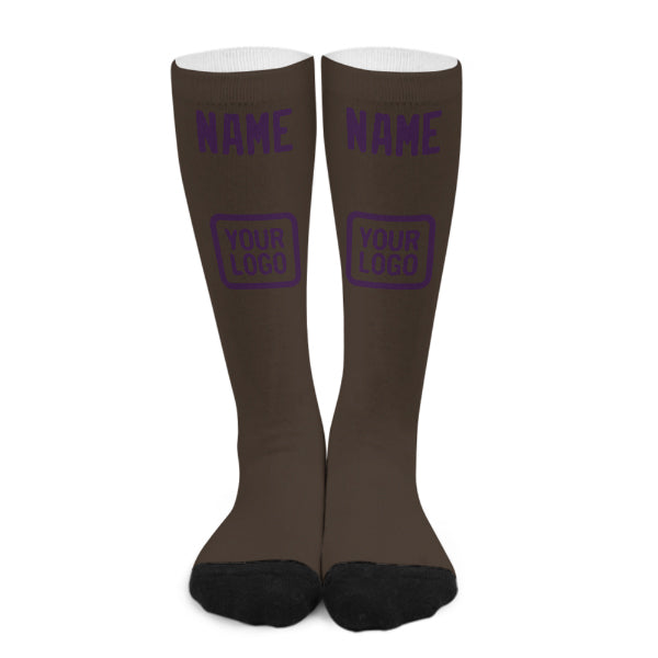 Chaussettes hautes marron et violettes personnalisées