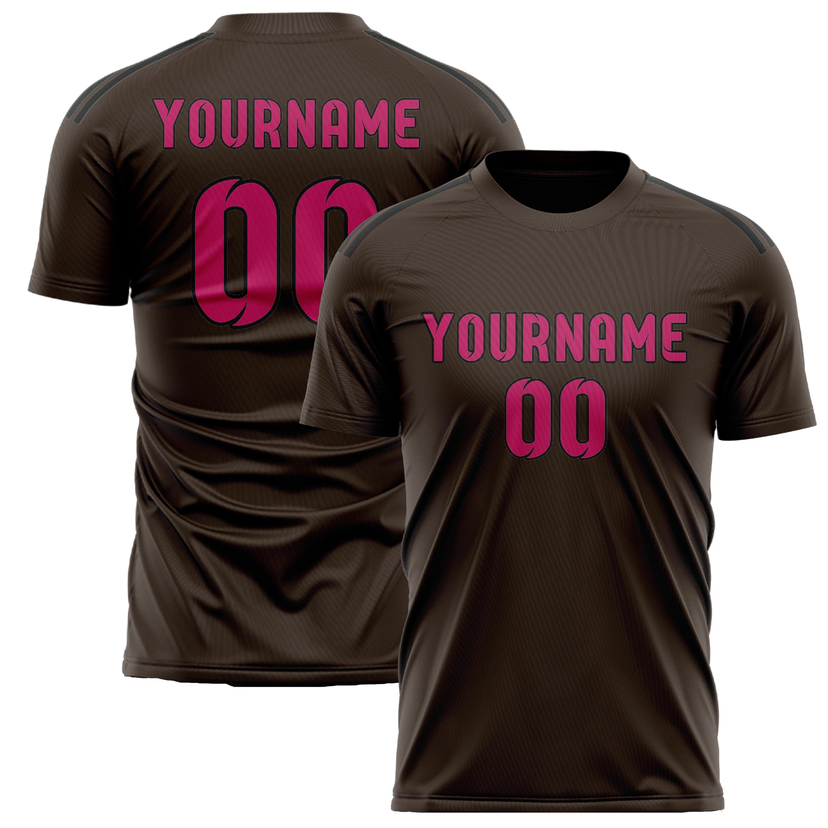 Maillot de football personnalisé marron et rose