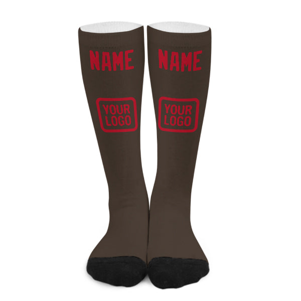 Chaussettes hautes marron et rouges personnalisées