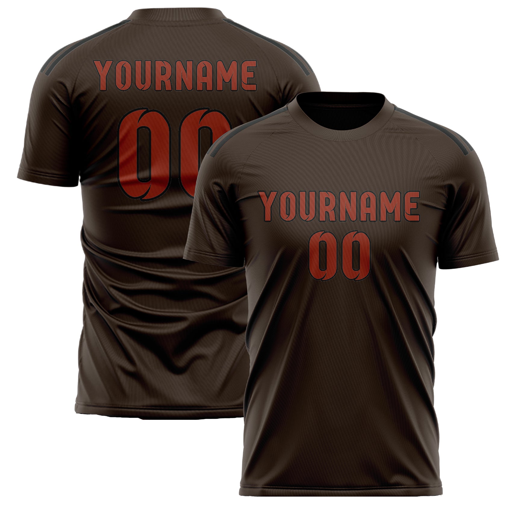 Maillot de football personnalisé marron corail et rouge