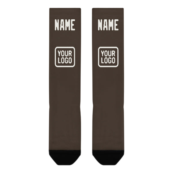 Chaussettes hautes marron et blanches personnalisées