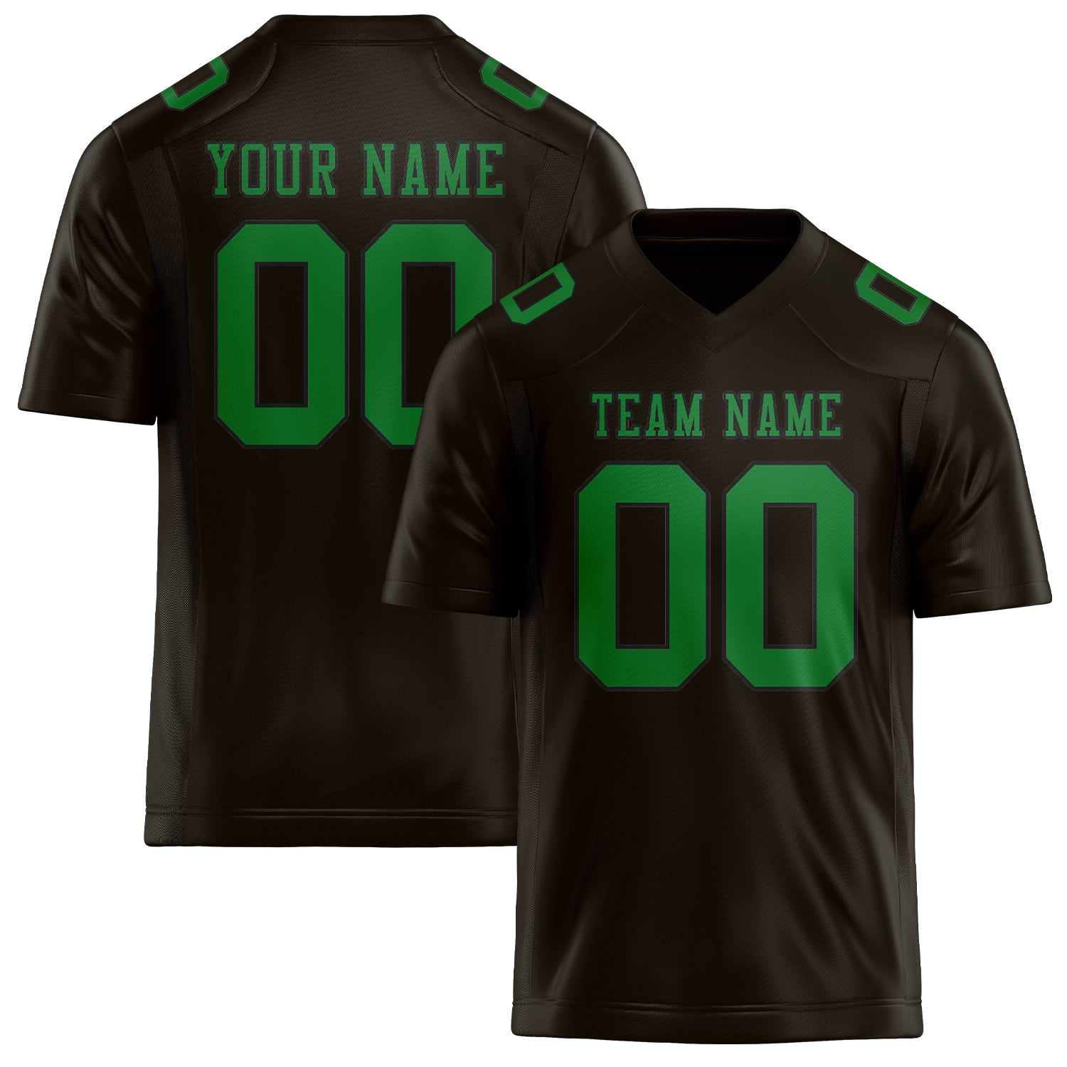 Maillot de football personnalisé marron et vert émeraude