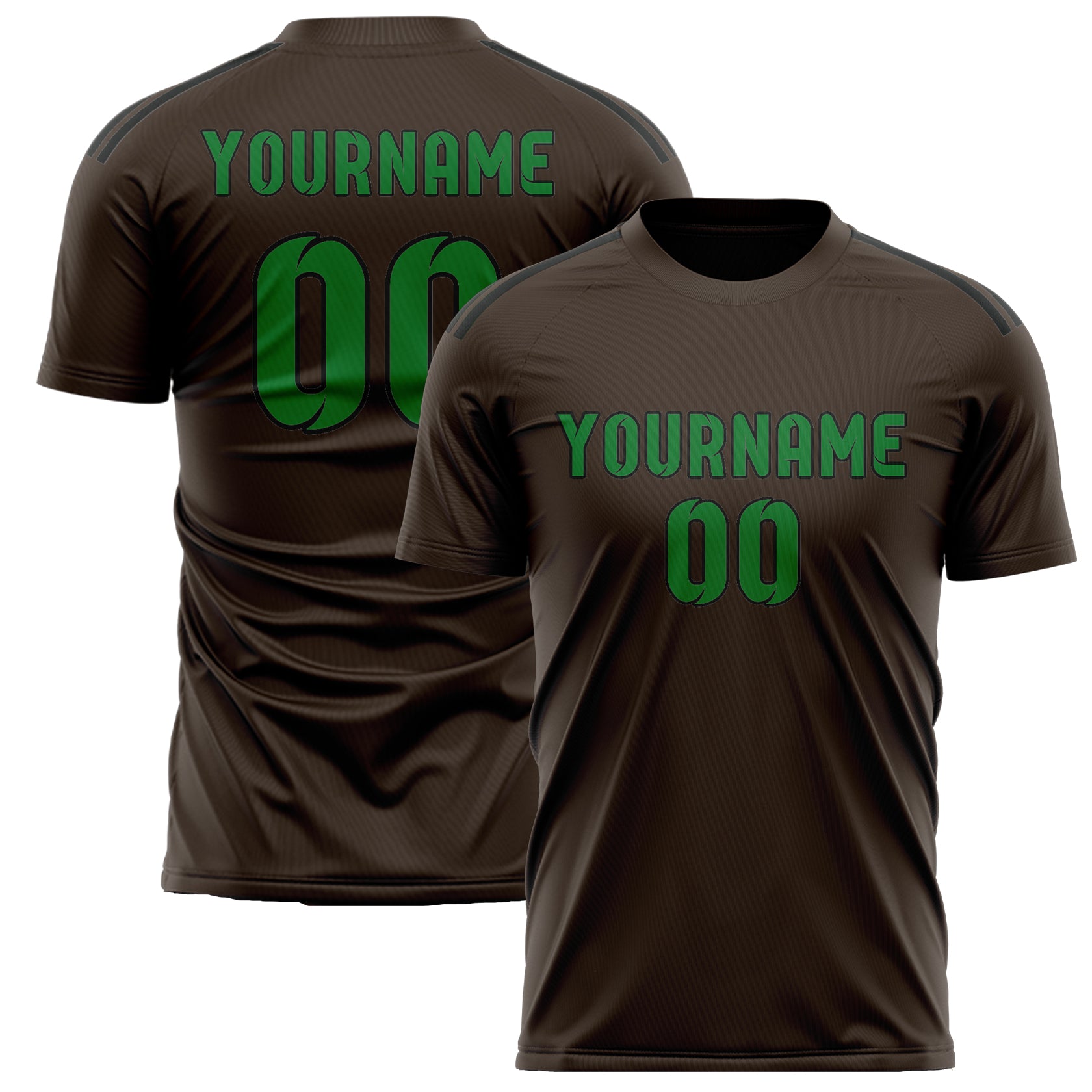 Maillot de football personnalisé marron et vert émeraude
