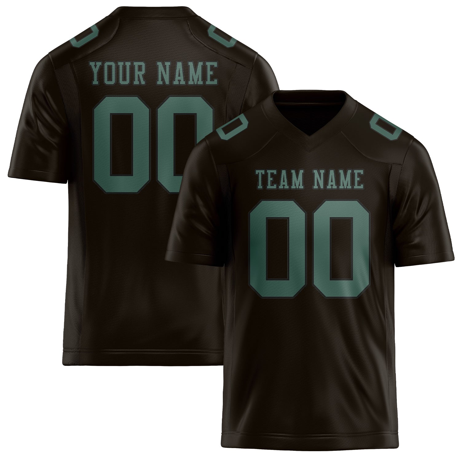 Maillot de football personnalisé marron, bleu et vert