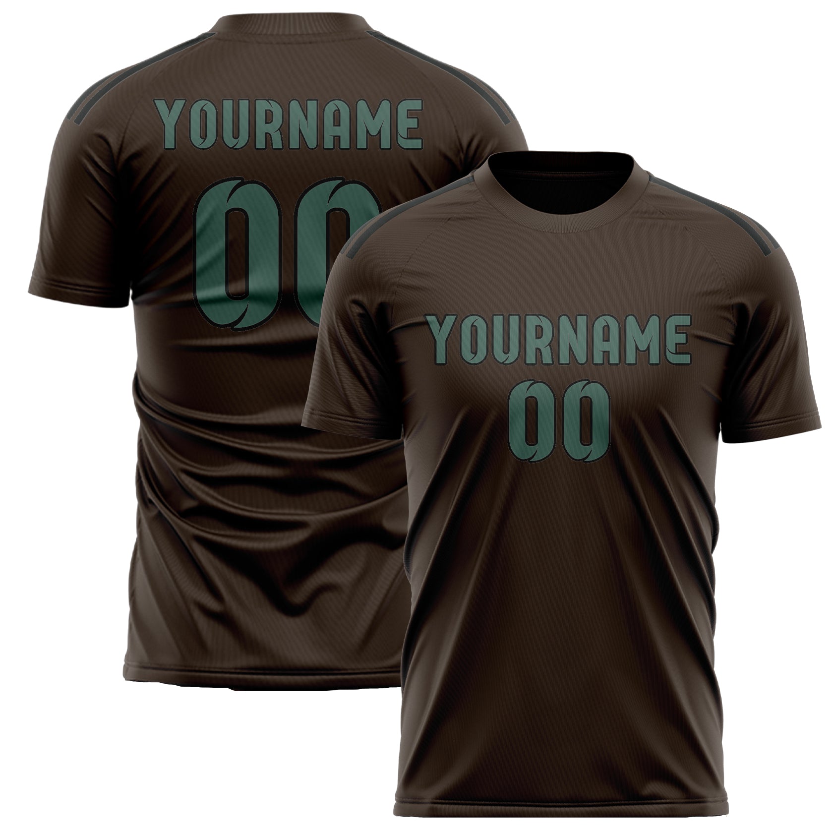 Maillot de football personnalisé marron, bleu et vert