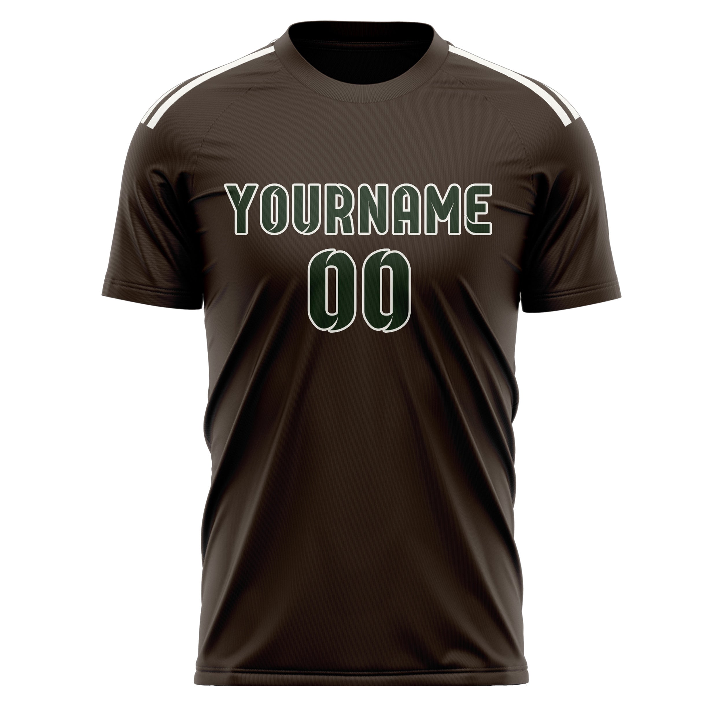 Maillot de football personnalisé marron et vert foncé