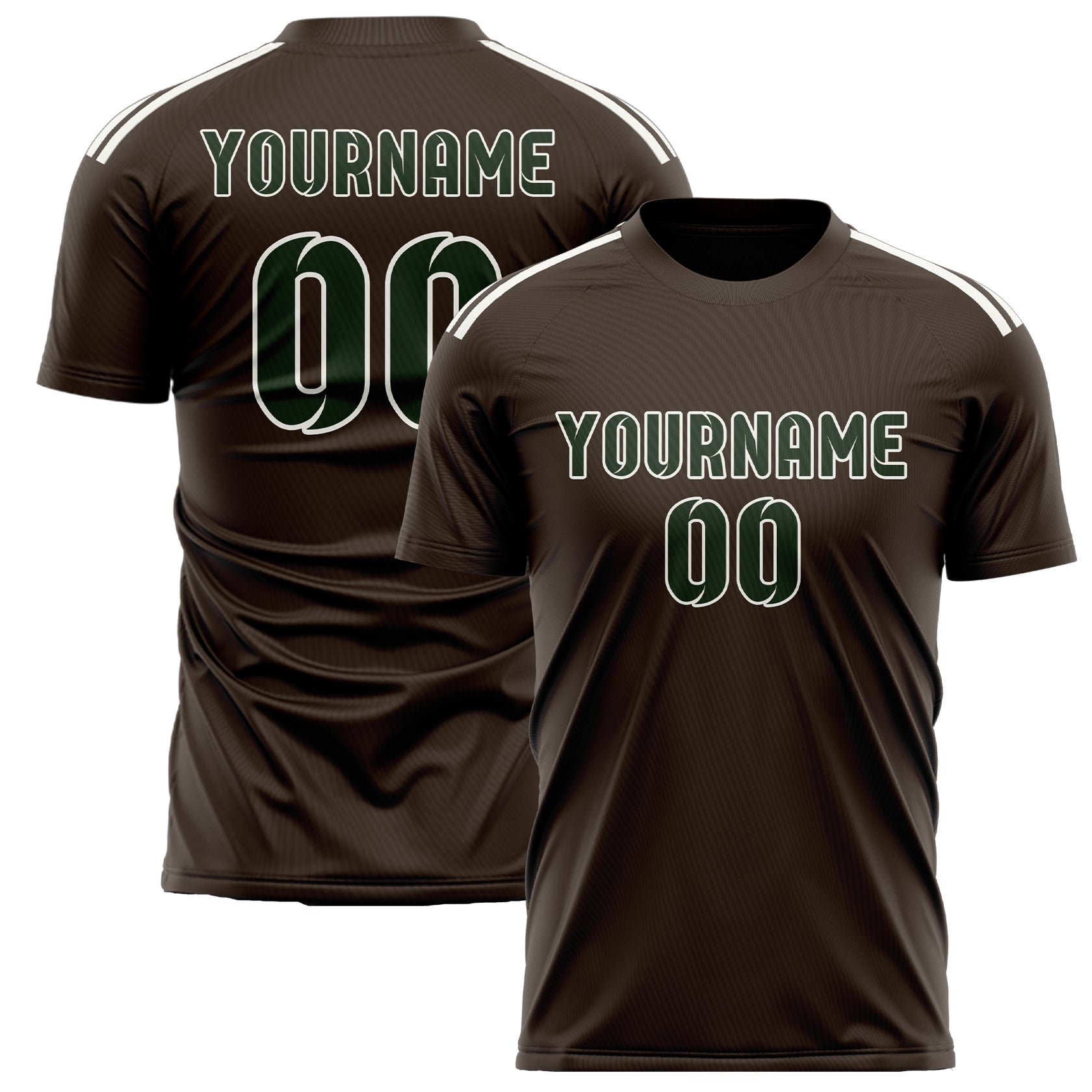 Maillot de football personnalisé marron et vert foncé