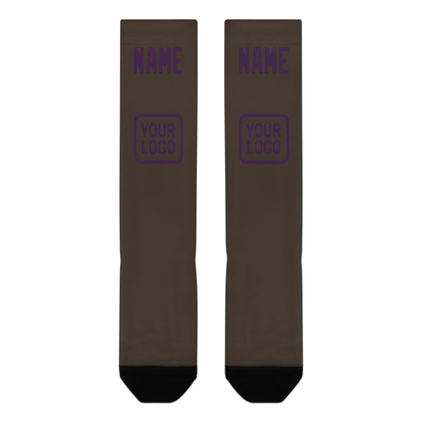 Chaussettes hautes marron et violettes personnalisées