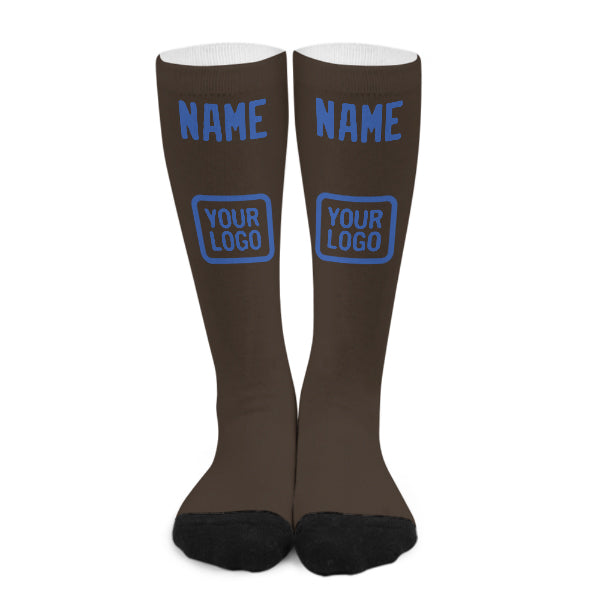 Chaussettes hautes personnalisées marron et bleu ciel