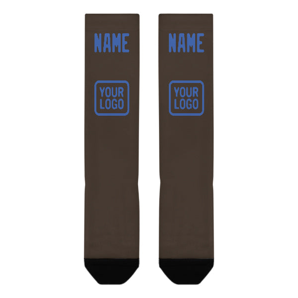 Chaussettes hautes personnalisées marron et bleu ciel