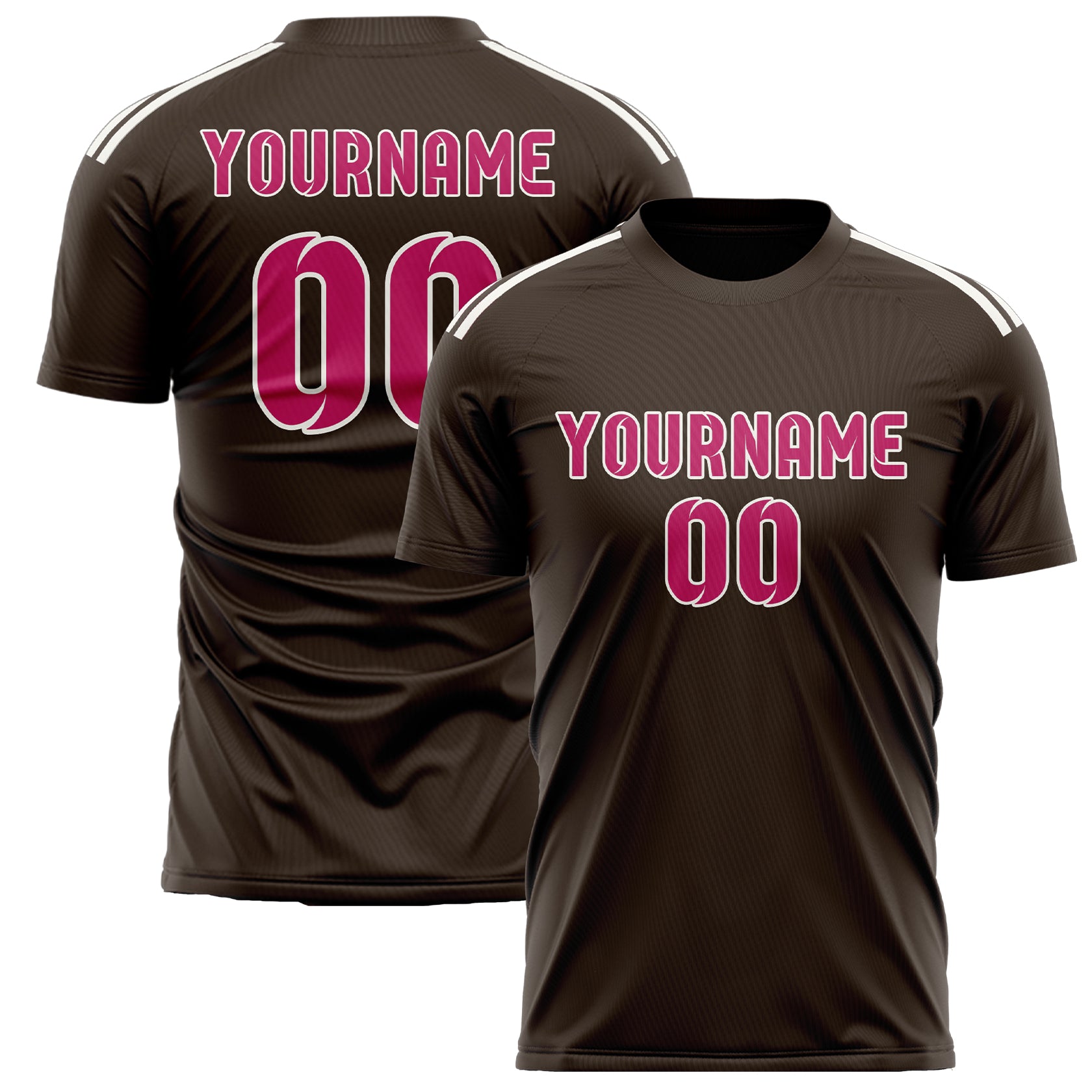 Maillot de football personnalisé marron et rose