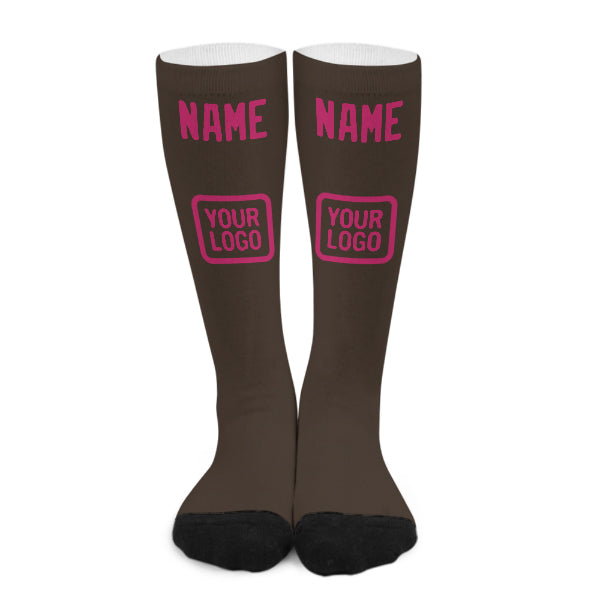 Chaussettes hautes marron et rose personnalisées