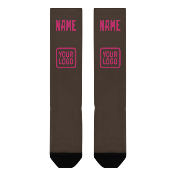 Chaussettes hautes marron et rose personnalisées