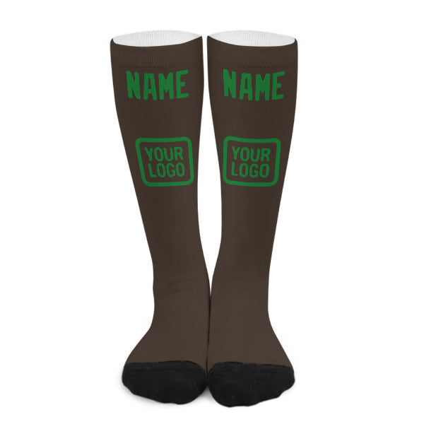Chaussettes hautes personnalisées marron et vert émeraude