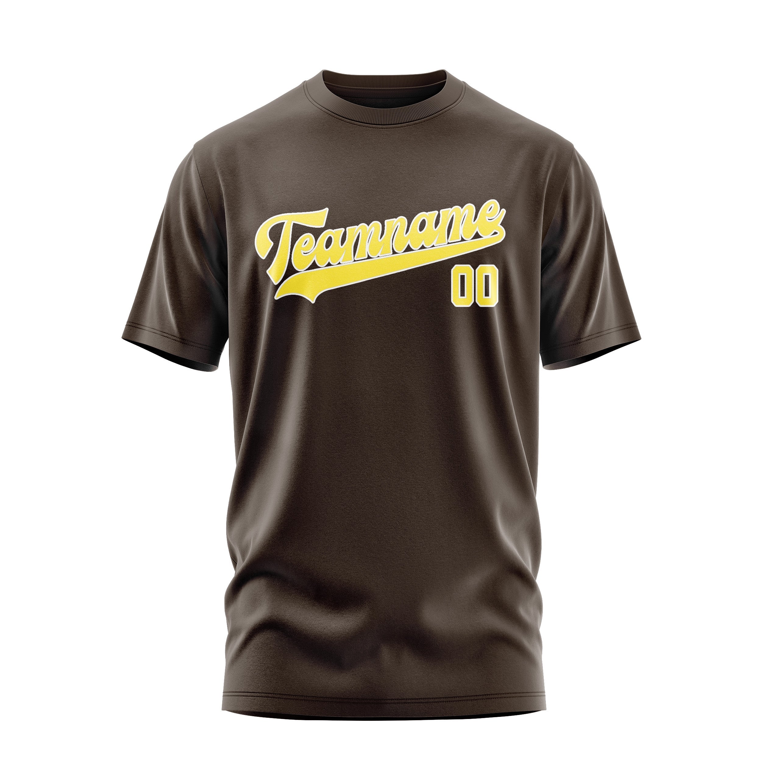 T-shirt personnalisé marron clair et jaune