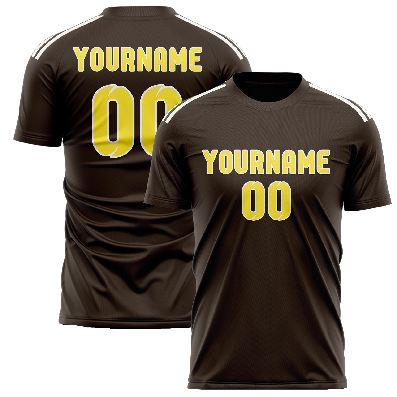 Maillot de football personnalisé marron et jaune clair