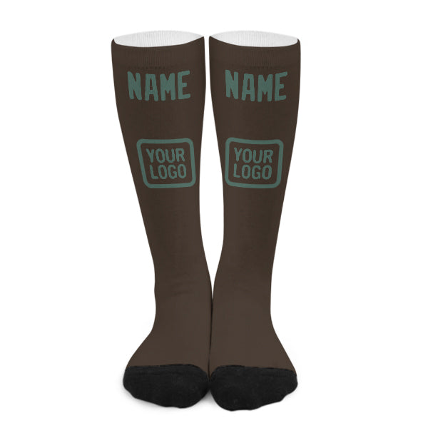 Chaussettes hautes personnalisées marron, bleu et vert