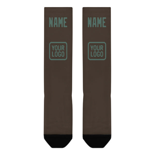 Chaussettes hautes personnalisées marron, bleu et vert